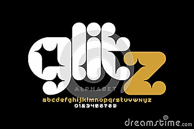 Modern stylized Glitz font Vector Illustration