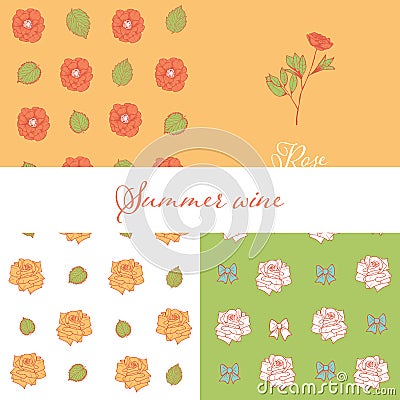 Summer flower design set from Summer wine collection Vector Illustration