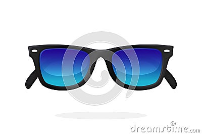 Modern sunglasses with blue mirror lenses Vector Illustration