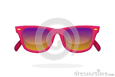 Modern sunglasses with pink mirror lenses Vector Illustration