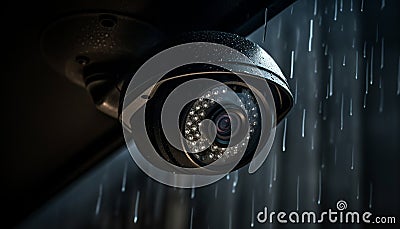 Modern surveillance camera watching city streets for safety and security generated by AI Stock Photo