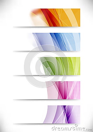 Modern swoosh wave bright cards set Vector Illustration