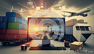 Modern System transportation and logistic import export , generative AI Stock Photo