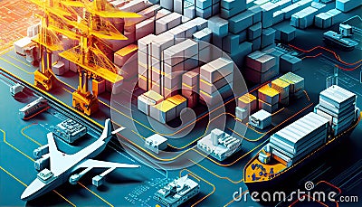 Modern System transportation and logistic import export , generative AI Stock Photo