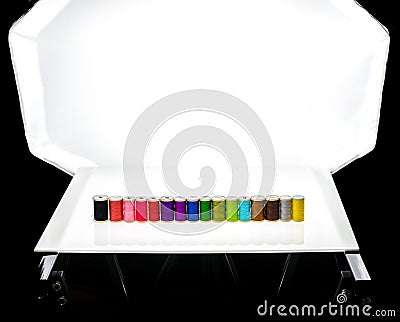 Modern tabletop photo studio for product photography. Stock Photo