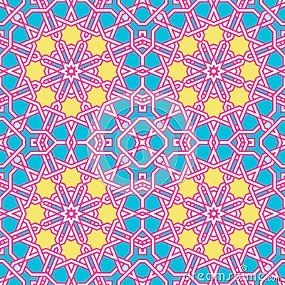 Tangled Lattice Pattern inspired by traditional arabic geometry Vector Illustration