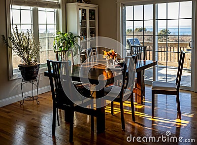 Modern tastefully decorated dining room Stock Photo