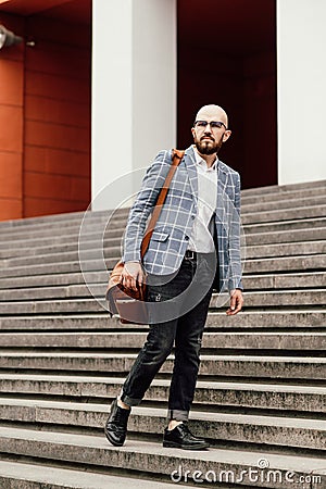 A modern teacher goes to university to study. Workshop technology communication for education Stock Photo