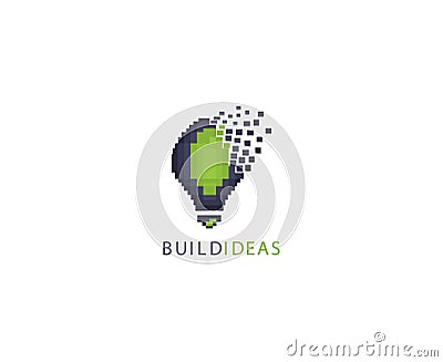 Modern Tech Bulb logo designs concept. Pixel Technology Bulb Idea logo desine. Vector Illustration