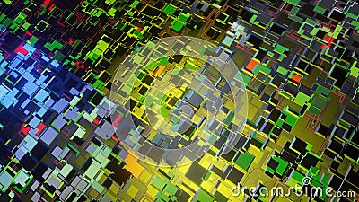 Sci-fi landscape generated mathematically, resembling a motherboard Stock Photo