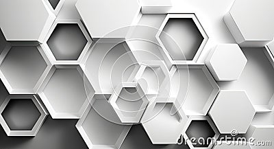 modern technological white background with hexagons. Generative AI Stock Photo