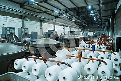 Modern technology in dyeing yarns with Machines for Textile Industry, Dyeing Machine Chemical Tanks Stock Photo