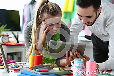 Modern Technology in Tailoring Sewing Service Stock Photo