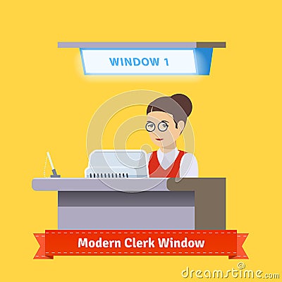 Modern technology teller window Vector Illustration