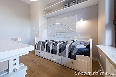 Modern teenager room in maritime style Stock Photo