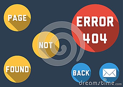 Modern template for Error 404 - Page not found with colorful bub Vector Illustration