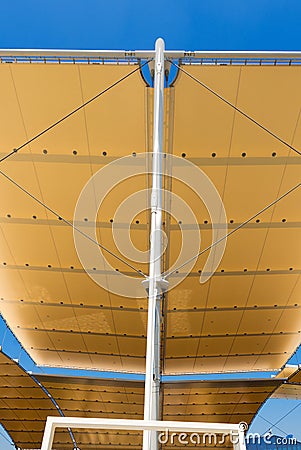 Modern Tensile Structure on Blue Sky Stock Photo