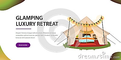 Modern tent with furniture poster Vector Illustration
