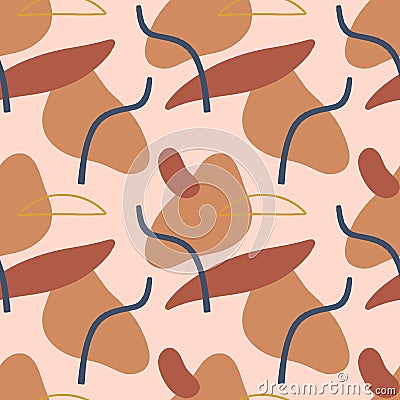 Modern terracotta abstract seamless pattern. Vector smooth shapes illustration. Warm earthly palette. Vector Illustration