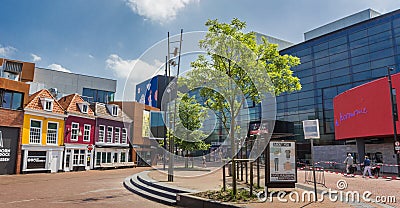 Modern theater building in the old center of Leeuwarden Editorial Stock Photo