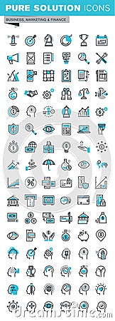 Modern thin line flat design icons set of business, finance and human resources Vector Illustration