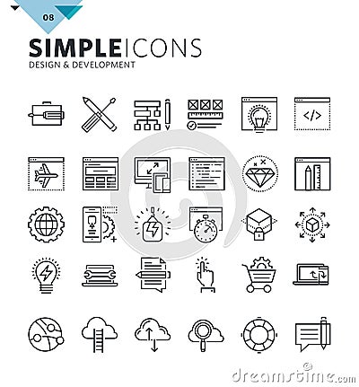 Modern thin line icons of design and development Vector Illustration