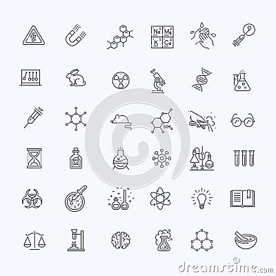 Modern thin line icons set of biochemistry research Vector Illustration