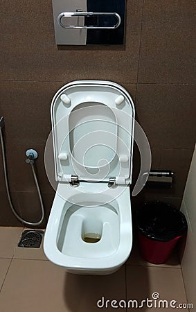 A modern toilet white bowl. Stock Photo