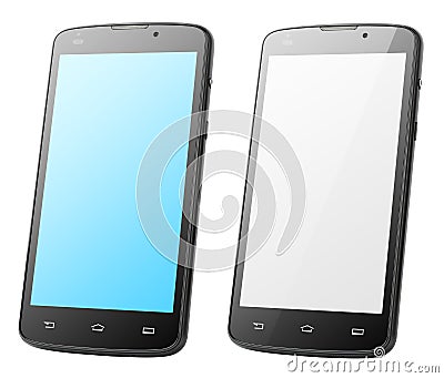 Modern touch screen smartphones isolated on white Stock Photo