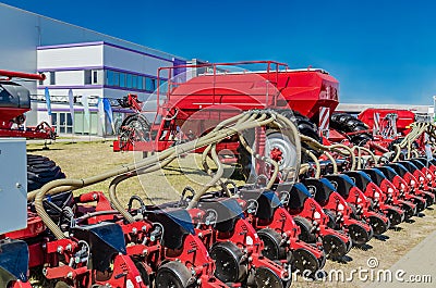 Modern tractor for agriculture on the farm with a powerful motor Stock Photo