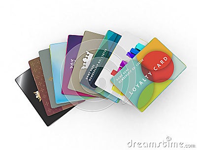 Range of loyalty cards for different types of store Stock Photo