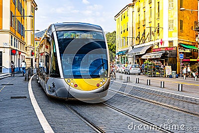 Tram in Nice Editorial Stock Photo