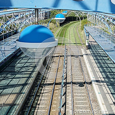 Modern tram stop in Prague Stock Photo