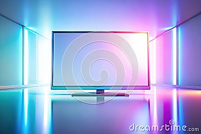 Modern Transparent Futuristic Screen Mockup Empty Wide Rectangular Display for Digital Presentations and Product Design Stock Photo