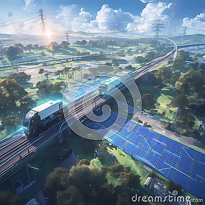Modern Transportation Hub with Eco-Friendly Features Stock Photo