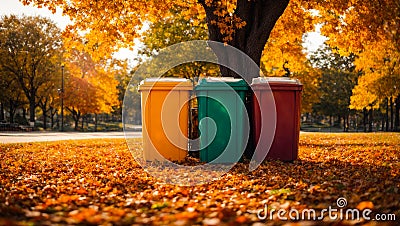 modern trash bins a city park protection tidy junk Stock Photo