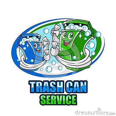 Modern trash can service logo. Vector Illustration