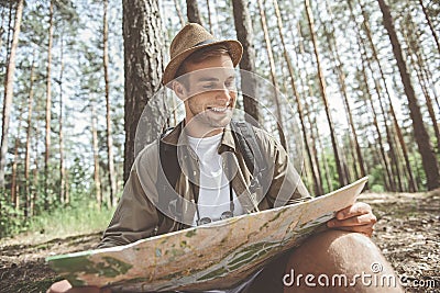 Cheerful male is enjoying time outdoors Stock Photo