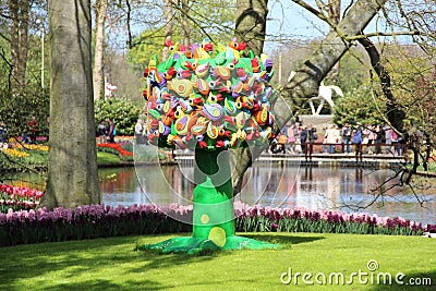 Modern Tree Sculpture At Keukenhof Gardens Editorial Stock Photo