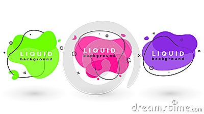 Modern trendy abstract liquid set. Flat geometric fluid elements Vector Illustration
