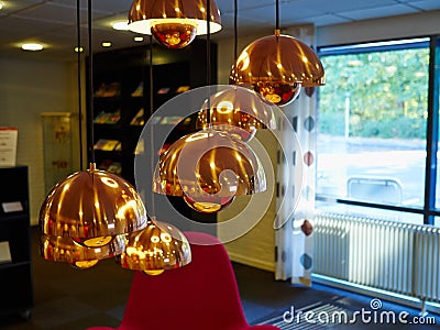 Modern trendy design copper bronze lamps Stock Photo