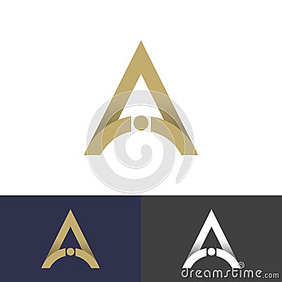 Modern triangle logo design. Letter A logo design with semi circle. Vector Illustration