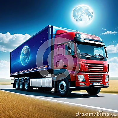 modern truck on Cartoon Illustration