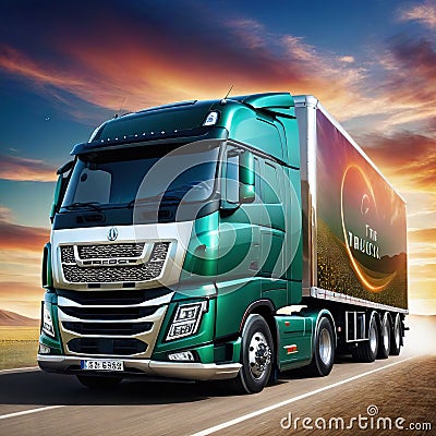 modern truck on Cartoon Illustration