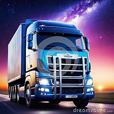 modern truck on Cartoon Illustration