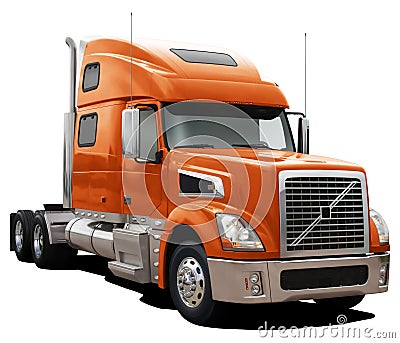 Modern truck Volvo VT880 in orange. Stock Photo