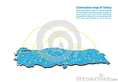 Modern of turkey Map connections network design, Best Internet Concept of turkey map business from concepts series Vector Illustration