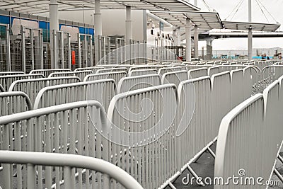 Modern turnstile at the stadium. Card access system, video surveillance, scanner, barrier. Stock Photo