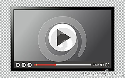 Modern TV blank screen with video player interface Vector Illustration