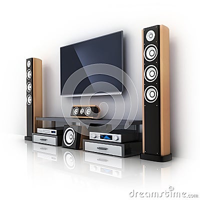Modern TV and sound system Stock Photo